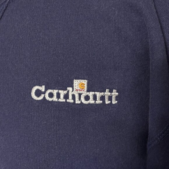 Vintage Carhartt Navy Crewneck Sweatshirt Small Unisex Embroidered Logo - Picture 3 of 12